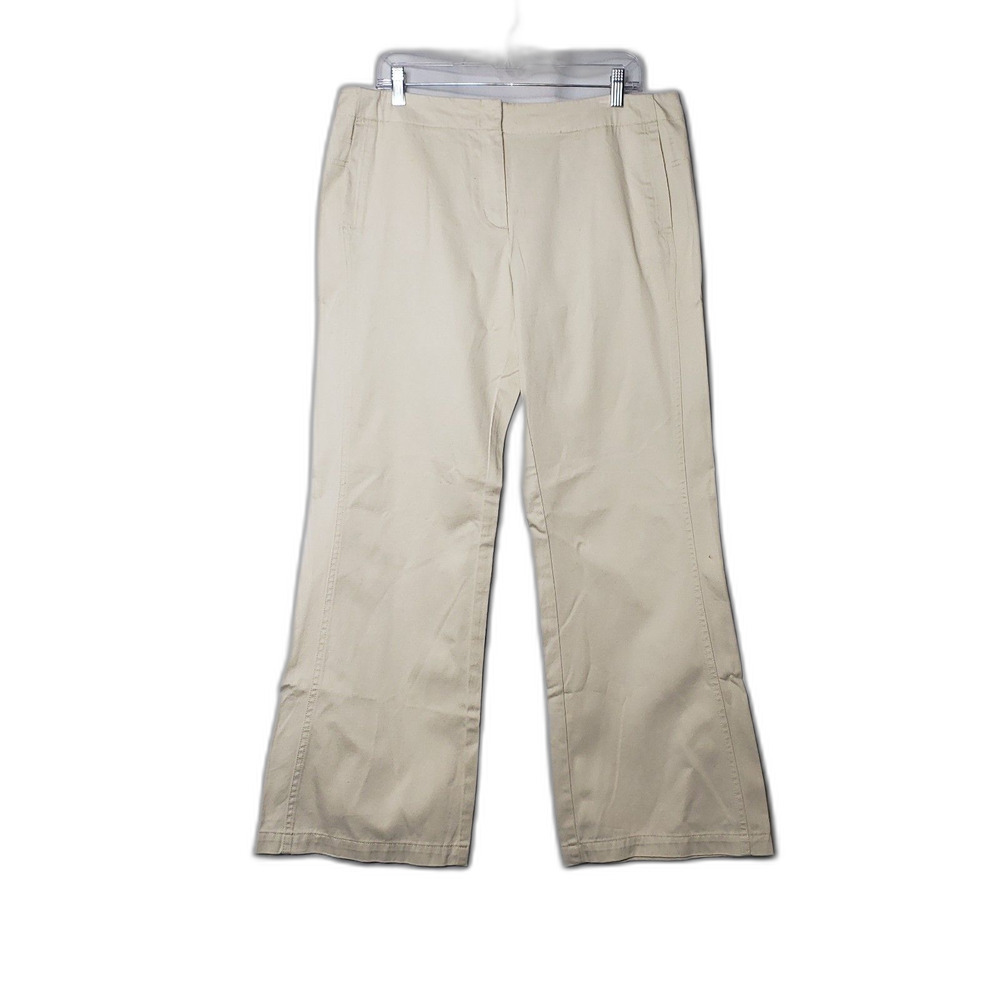 Y2K MODA INTERNATIONAL Light Tan Flared Cotton Pants Womens Size 14